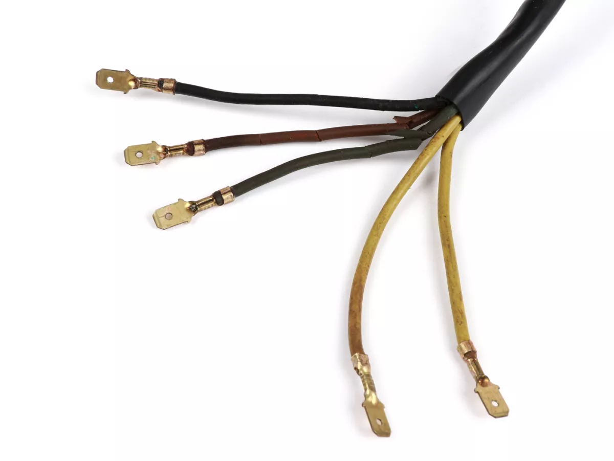 Encendido -PIAGGIO/DUCATI (NOS) placa base (encendido por contacto, 5 cables, 12V, AC)- Vespa PX - P125X, P150X, con regulador de tensión, con batería, con sistema intermitente de 4 vías, 2x cable amarillo