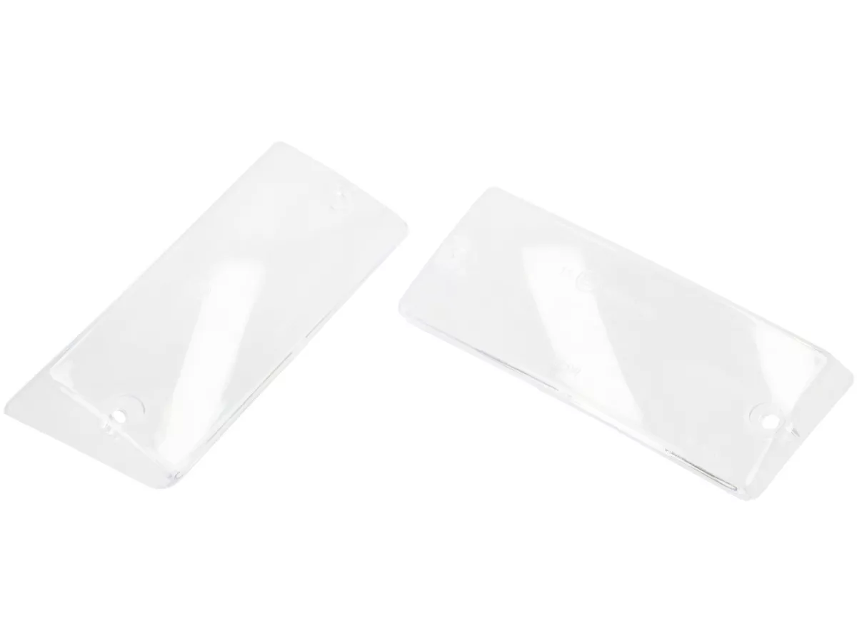 Pair of indicator lenses -OEM QUALITY- Vespa PX80, PX125, PX150, PX200, T5 125cc - smooth lens -- front