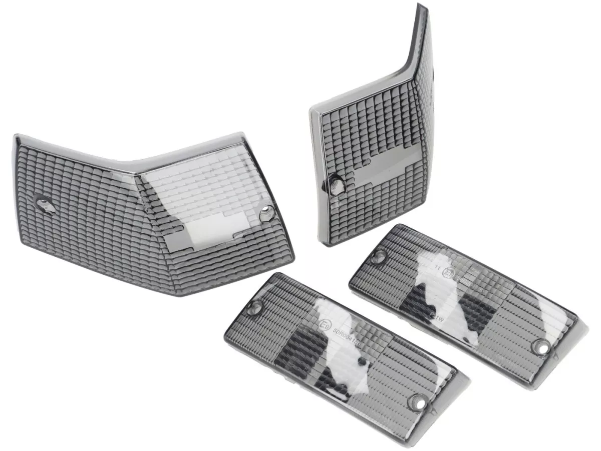 Knipperlichtglazen -OEM KWALITEIT set van 4 - Vespa PX80, PX125, PX150, PX200, T5 125cc - Zwart