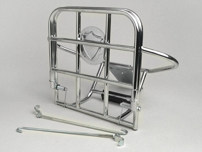 Inklapbaar bagagerek achter + reservewielhouder -AMS CUPPINI- Vespa 125-150 (tot 1966, modellen met 8 inch) - chroom