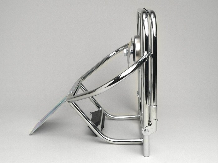 Inklapbaar bagagerek achter + reservewielhouder -AMS CUPPINI- Vespa 125-150 (tot 1966, modellen met 8 inch) - chroom