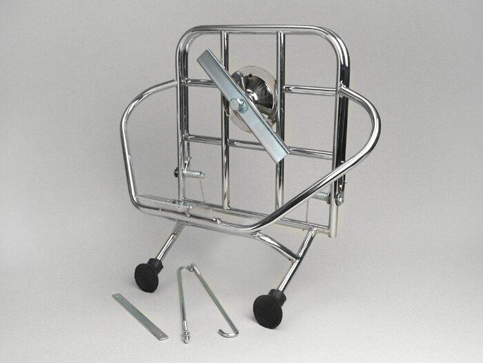 Portaequipajes trasero plegable + soporte rueda de repuesto -AMS CUPPINI- Vespa V50, PV125, ET3 - Cromo