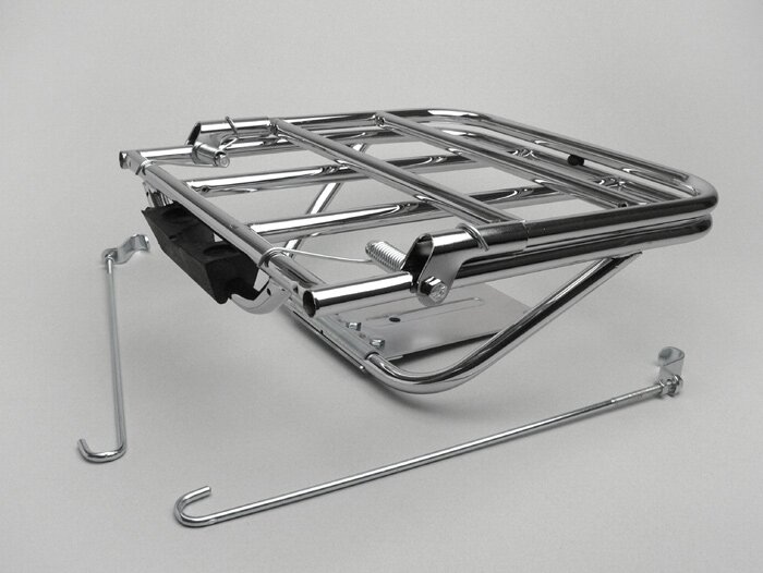Rear rack, fold down -AMS CUPPINI 280x320mm- Vespa Rally180 (VSD1T), Rally200 (VSE1T), Sprint150 (VLB1T), TS125 (VNL3T), GTR125 (VNL2T) - chrome