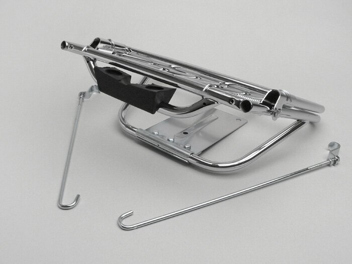 Rear rack, fold down -AMS CUPPINI 280x320mm- Vespa Rally180 (VSD1T), Rally200 (VSE1T), Sprint150 (VLB1T), TS125 (VNL3T), GTR125 (VNL2T) - chrome
