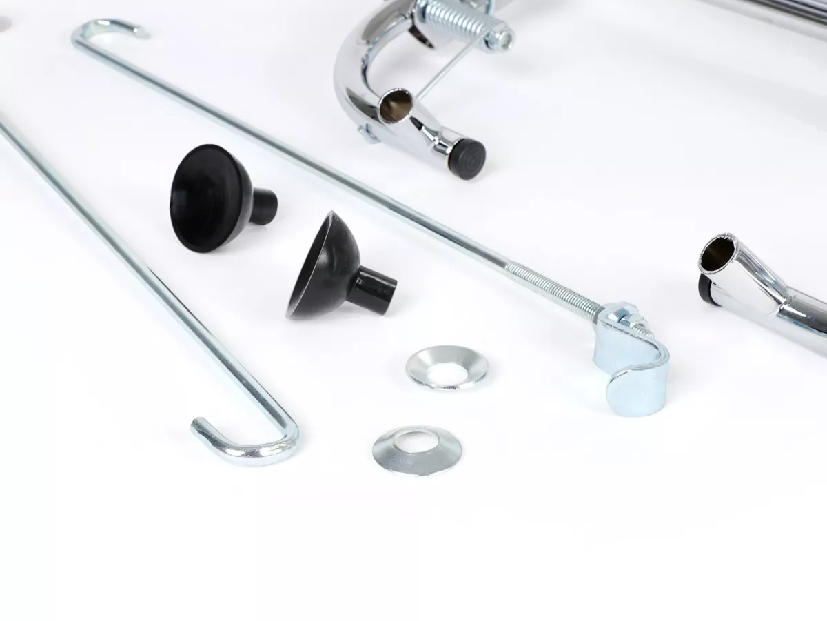 Porte bagages arrière rabattable -AMS CUPPINI 230x300mm- Vespa Rally180 (VSD1T), Rally200 (VSE1T), Sprint150 (VLB1T), TS125 (VNL3T), GTR125 (VNL2T) - chromé