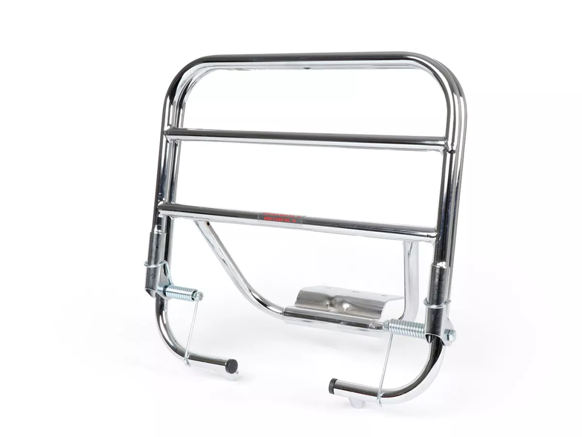 Porte bagages arrière rabattable -AMS CUPPINI 230x300mm- Vespa Rally180 (VSD1T), Rally200 (VSE1T), Sprint150 (VLB1T), TS125 (VNL3T), GTR125 (VNL2T) - chromé