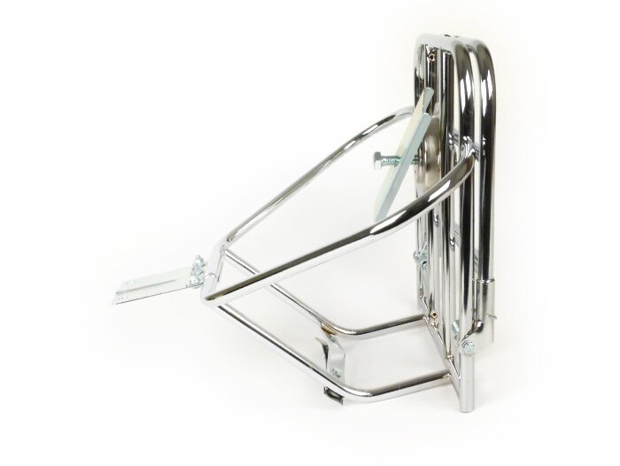 Portaequipajes trasero plegable, soporte rueda de repuesto vertical -AMS CUPPINI- Lambretta LI (Serie 3), LIS, SX, TV (Serie 3), DL, GP - Cromo