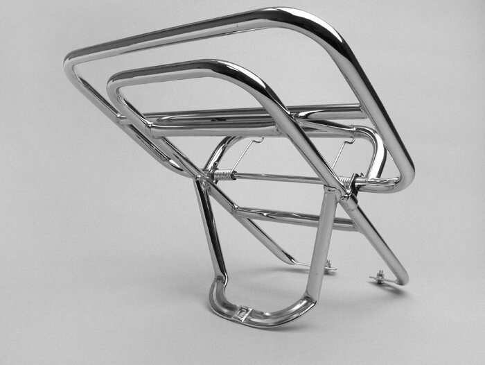 Rear rack, fold down -AMS CUPPINI- Vespa PX80, PX125, PX150, PX200 - chrome