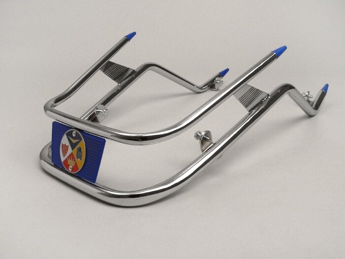 Parachoques delantero -AMS CUPPINI- Vespa PX80, PX125, PX150, PX200 - Cromo / Azul