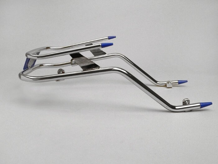 Parachoques delantero -AMS CUPPINI- Vespa PX80, PX125, PX150, PX200 - Cromo / Azul