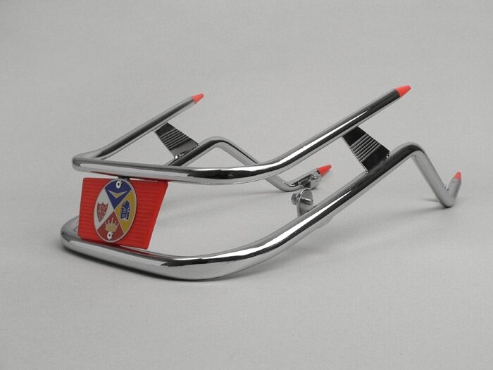Paraurti anteriore -AMS CUPPINI- Vespa PX80, PX125, PX150, PX200 - Cromo / Rosso