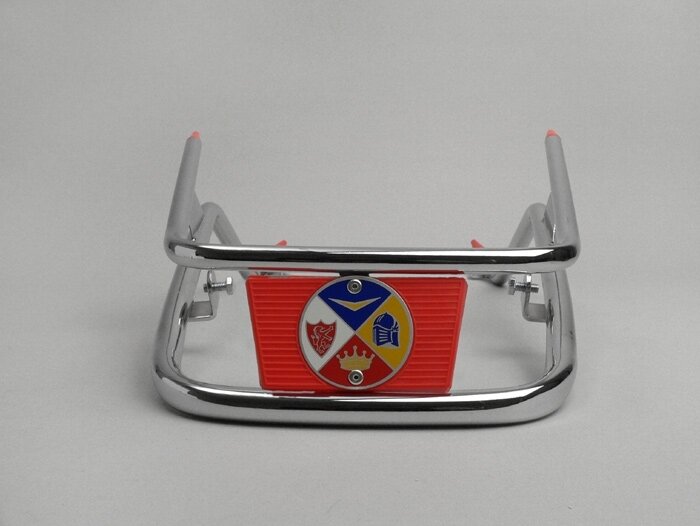 Paraurti anteriore -AMS CUPPINI- Vespa PX80, PX125, PX150, PX200 - Cromo / Rosso