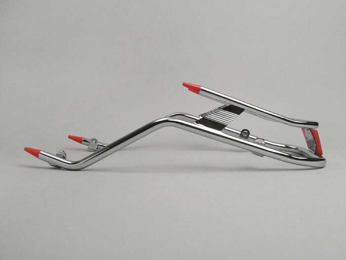 Paraurti anteriore -AMS CUPPINI- Vespa PX80, PX125, PX150, PX200 - Cromo / Rosso
