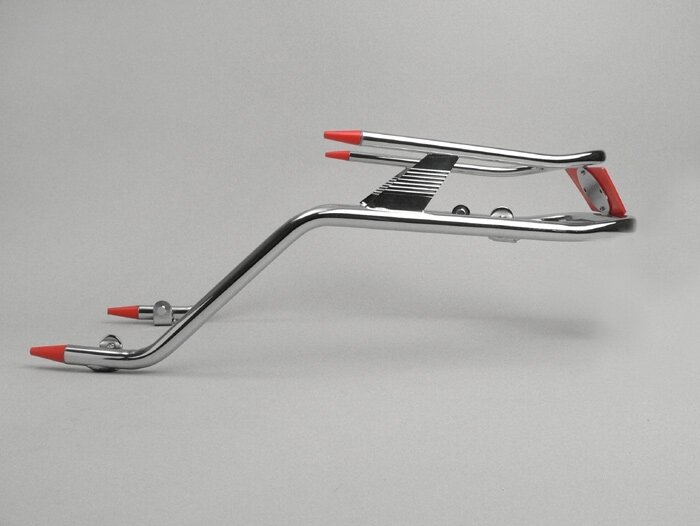 Paraurti anteriore -AMS CUPPINI- Vespa PX80, PX125, PX150, PX200 - Cromo / Rosso