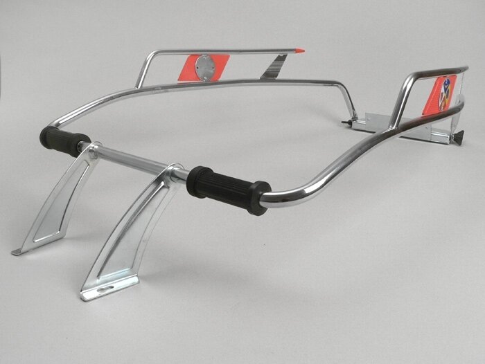 Barra de protección trasera -AMS CUPPINI- Vespa V50, PV125, ET3 - cromo / rojo