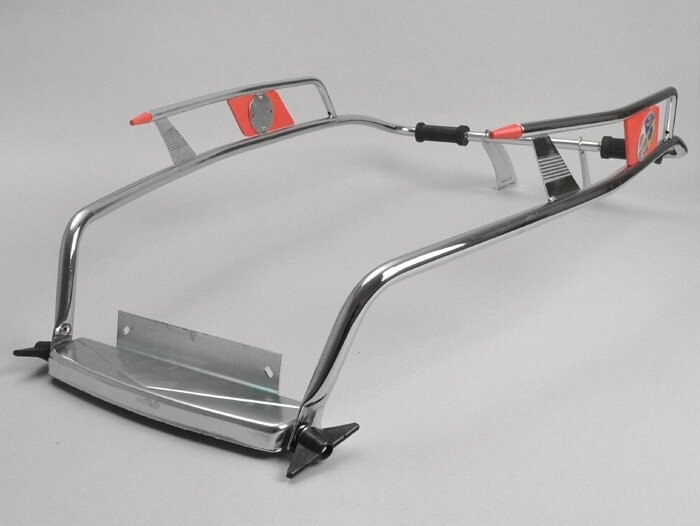Barra de protección trasera -AMS CUPPINI- Vespa V50, PV125, ET3 - cromo / rojo