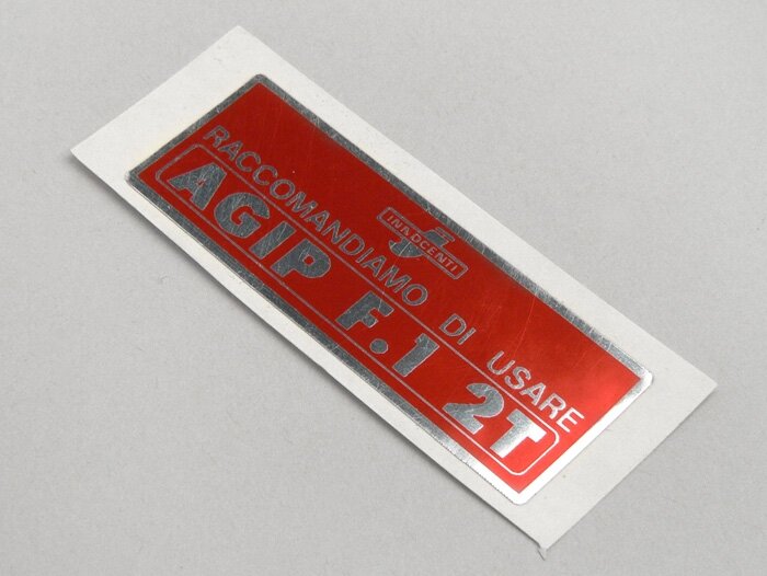 Stiker -LAMBRETTA- tutup bensin (dari tahun 1966) - merah