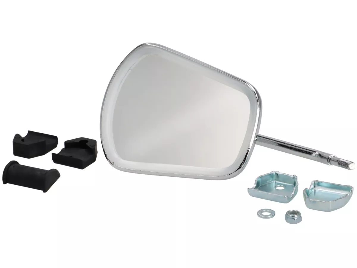 Mirror -CUPPINI clip on- Chrome universal - trapezförmig