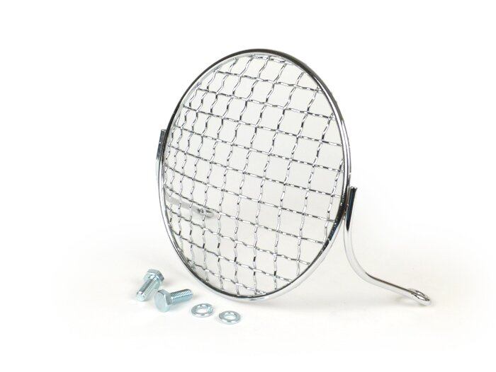 Headlight grill -AMS CUPPINI round- Vespa PX80, PX125, PX150, PX200 - chrome
