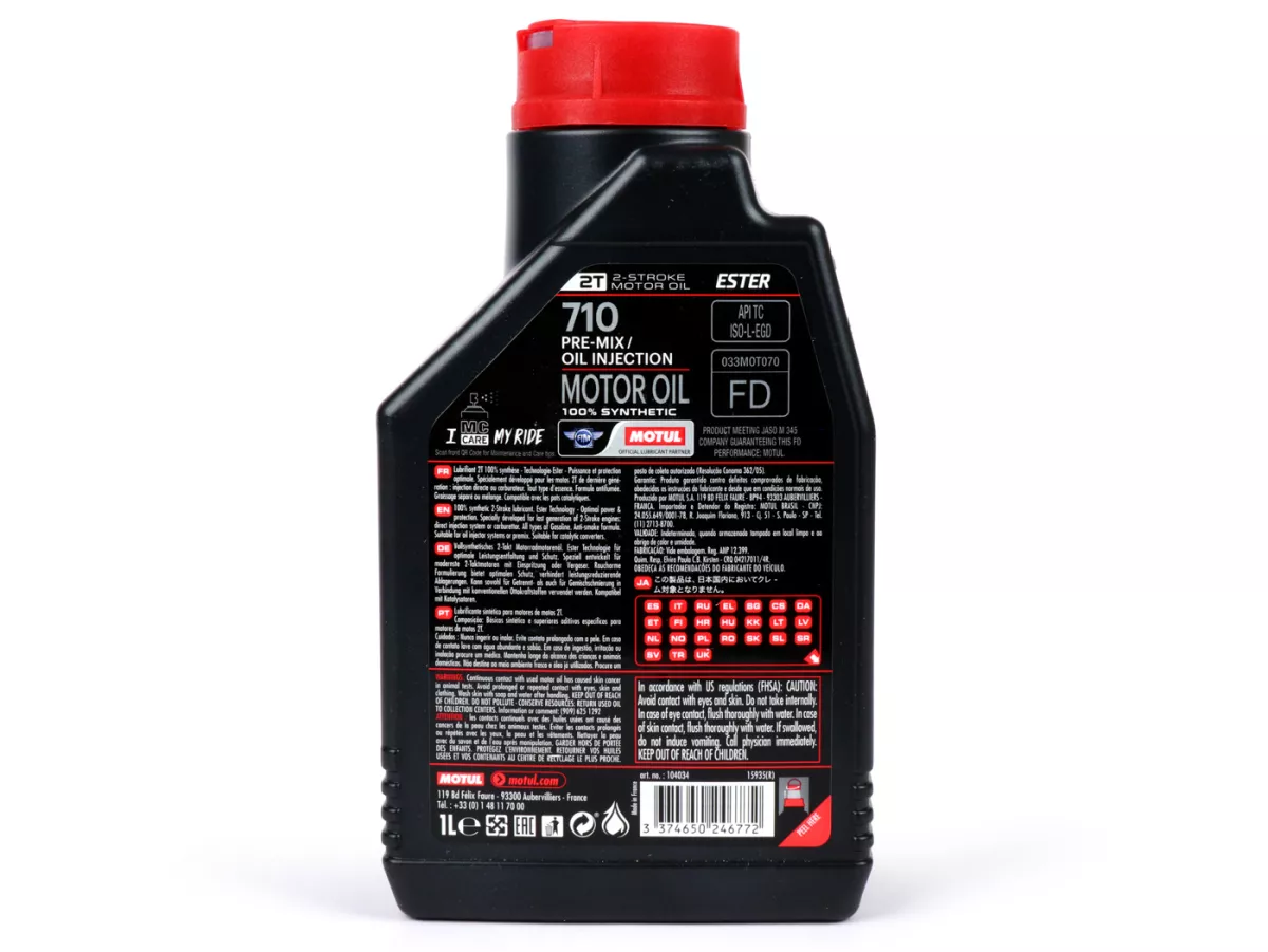 Olie -MOTUL 710- 2-takt volledig synthetisch - 1000ml