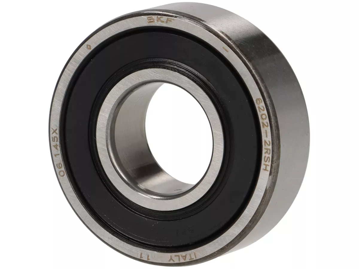 Ball bearing -6202 2RS (both sides sealed)- (15x35x11mm) - (used for front wheel/brake drum Vespa PX (1982-), T5 125cc, Cosa, PK, Gilera Fuoco, Piaggio Hexagon, MP3, Sfera, SKR, Quartz, Zip SP, Vespa ET2, ET4, GT125, GTS, GTV, LX