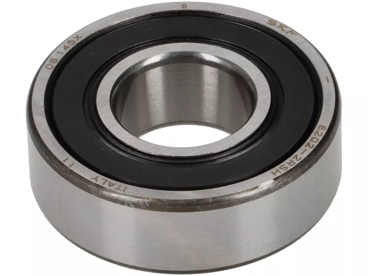 Ball bearing -6202 2RS (both sides sealed)- (15x35x11mm) - (used for front wheel/brake drum Vespa PX (1982-), T5 125cc, Cosa, PK, Gilera Fuoco, Piaggio Hexagon, MP3, Sfera, SKR, Quartz, Zip SP, Vespa ET2, ET4, GT125, GTS, GTV, LX