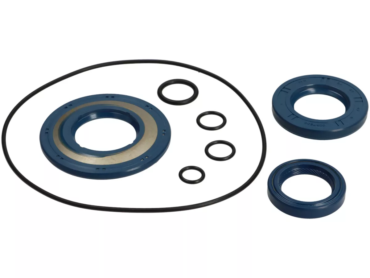 Oil seal set engine -CORTECO rubber- Vespa PX (-1984), P80X, P125X, P150X, P200E, Rally200 (VSE1T, 33997-, Ducati), Sprint Veloce150 (VLB1T,294260-), GTR125 (VNL2T, 145901-), TS125 (VNL3T, 18139-)- rear shaft seal 27x47x6mm - incl. O-rings