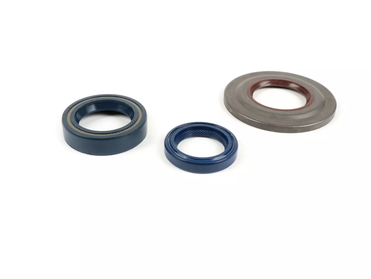 Juego retenes motor -CORTECO metal (marrón)- Vespa PX80, PX125, PX150, PX200 Lusso, T5 125cc, Cosa - Retén rueda trasera 27x42x10mm (montaje interior)