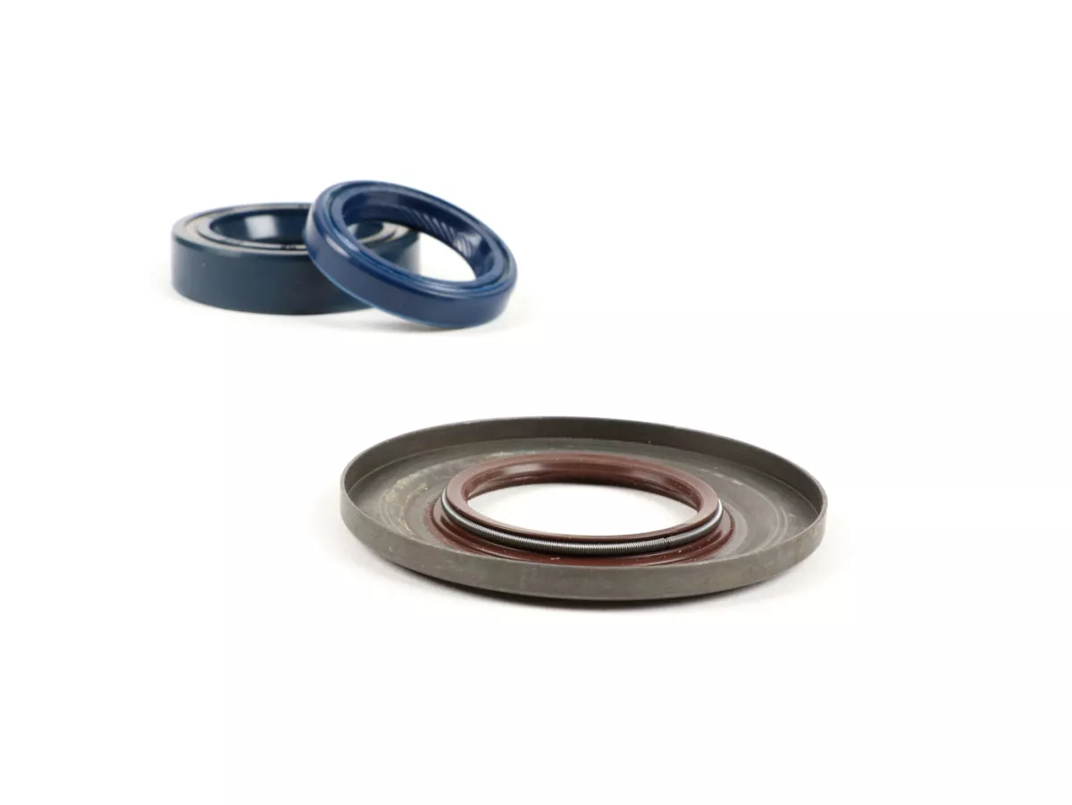Juego retenes motor -CORTECO metal (marrón)- Vespa PX80, PX125, PX150, PX200 Lusso, T5 125cc, Cosa - Retén rueda trasera 27x42x10mm (montaje interior)