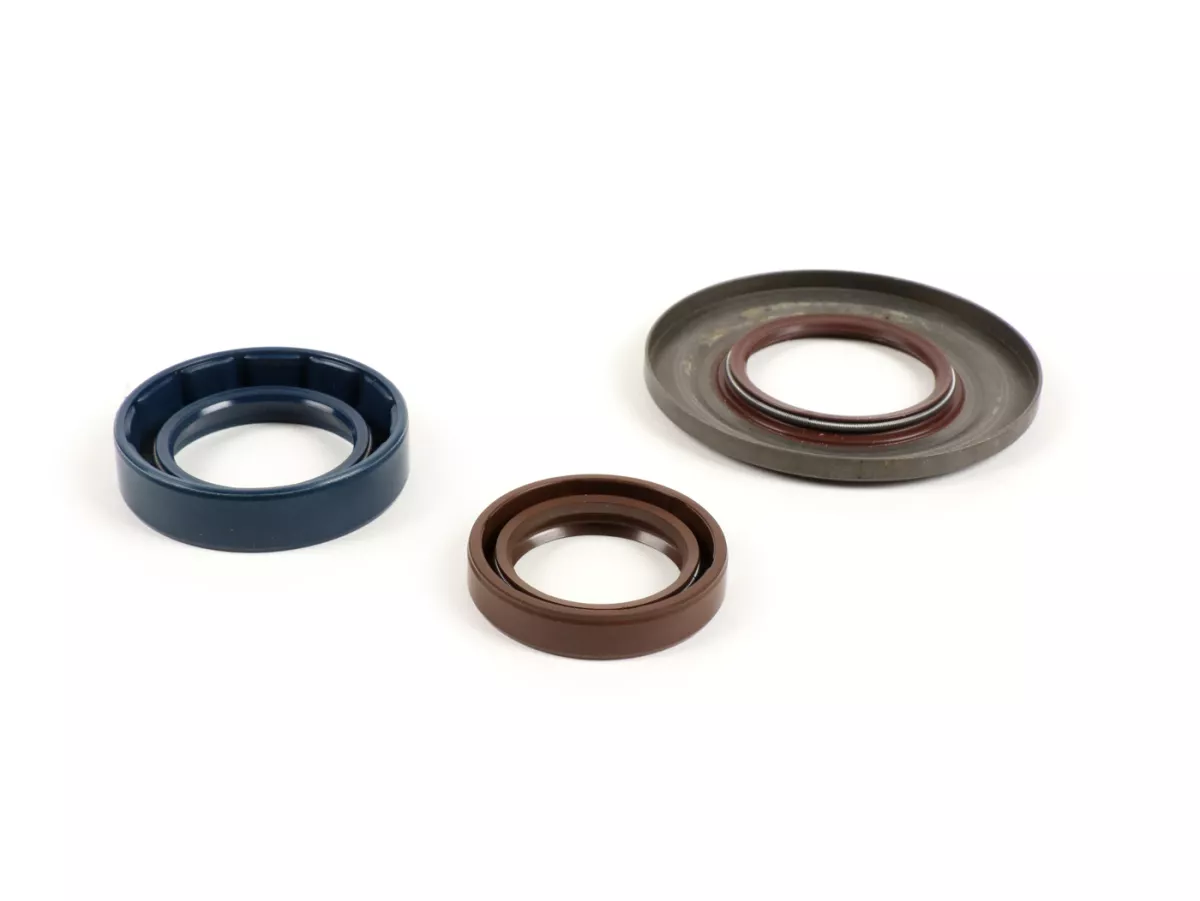 Juego de retenes -CORTECO FPM metal (marrón)- Vespa PX80, PX125, PX150, PX200 Lusso, T5 125cc, Cosa - Retén rueda trasera 27x42x10mm (montaje interno)