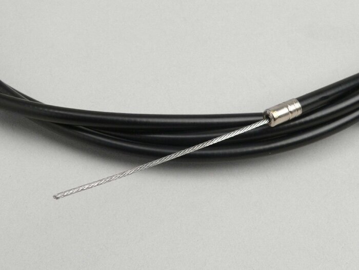 universalkabel -Ø=1,2mm x 2500mm, hylsa= 2200mm, nippel Ø=3,0mm x 3mm- används som gasreglage - flätad PE - svart