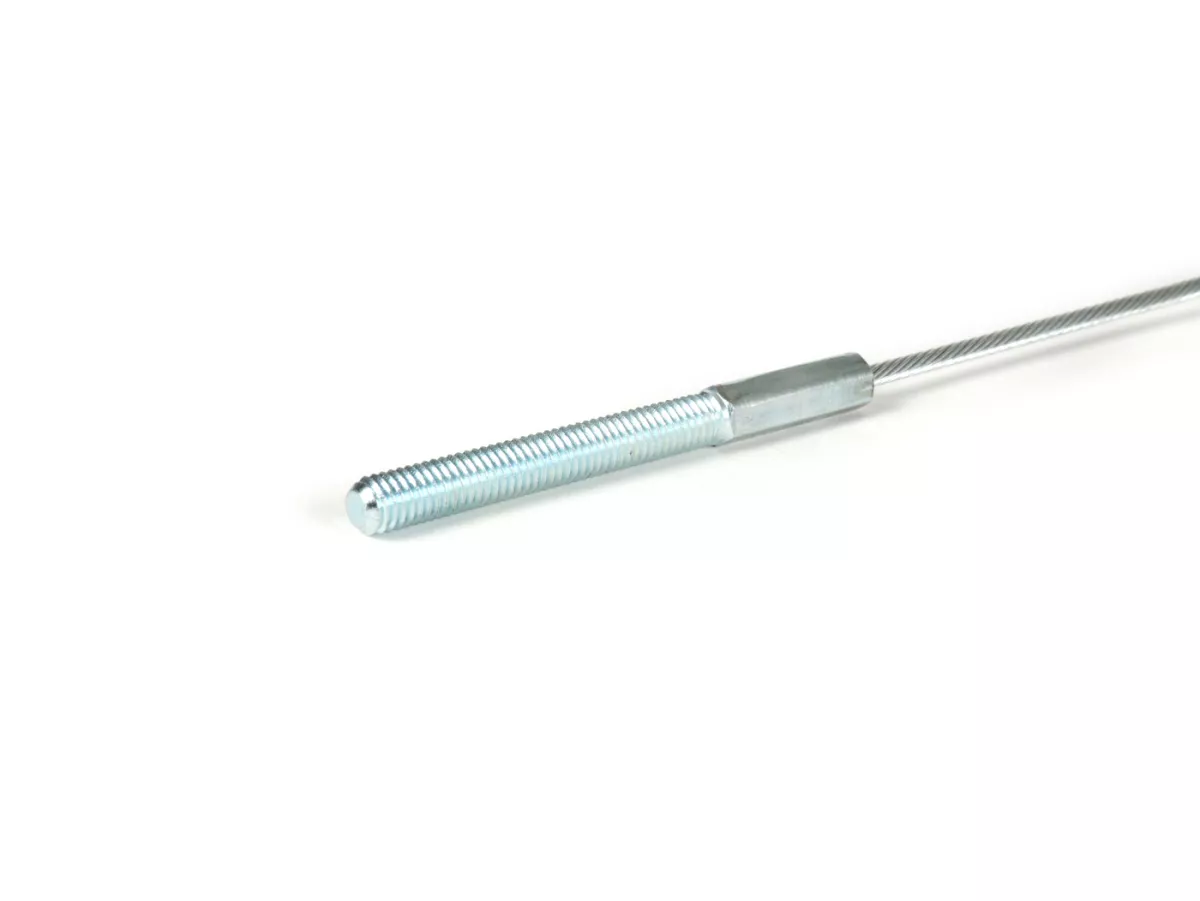 Bakre bromskabel inuti -OEM KVALITET, Ø=2,5mm utan ögla med gängad bit M6 (för konvertering till bromsarm T5) - Vespa Rally180 (VSD1T), Rally200 (VSE1T), Sprint, VNA, VNB, VBA, VBB, VNC, VBC