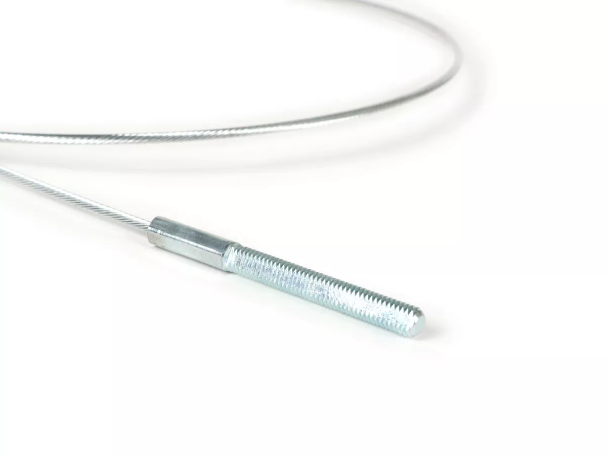 Bakre bromskabel inuti -OEM KVALITET, Ø=2,5mm utan ögla med gängad bit M6 (för konvertering till bromsarm T5) - Vespa Rally180 (VSD1T), Rally200 (VSE1T), Sprint, VNA, VNB, VBA, VBB, VNC, VBC