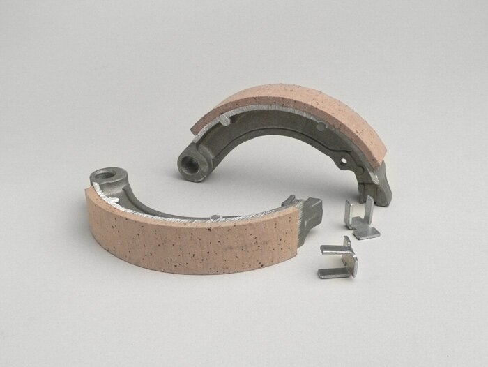 Brake shoes -VESPA Ø=127x23mm- Vespa 8 rear, 2 anchor pins, Vespa VNB4T-VNB6T (r), VBB2T (r) - also used for conversion from 10 to 8