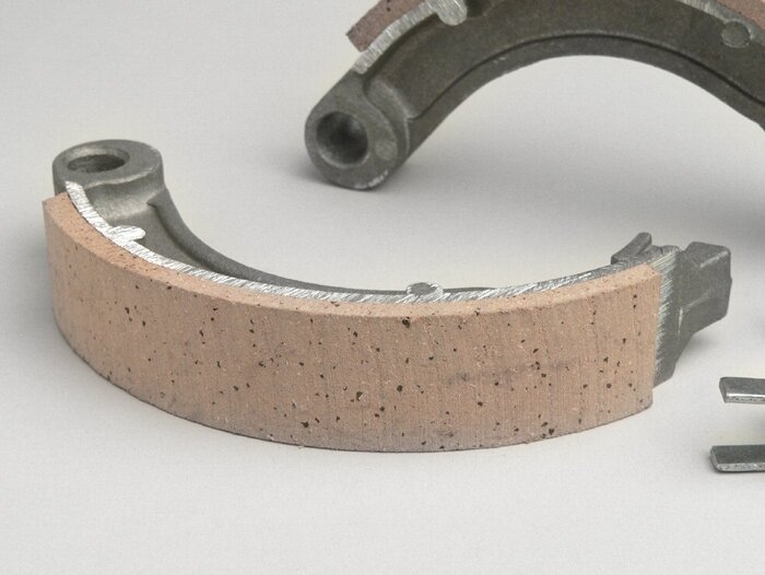 Brake shoes -VESPA Ø=127x23mm- Vespa 8 rear, 2 anchor pins, Vespa VNB4T-VNB6T (r), VBB2T (r) - also used for conversion from 10 to 8