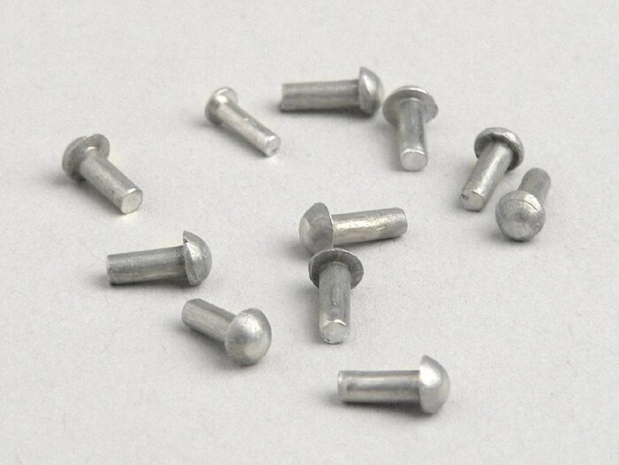 Set di rivetti Ø=1,7x4mm -VESPA- per scritte su scudo gamba - 10 pezzi