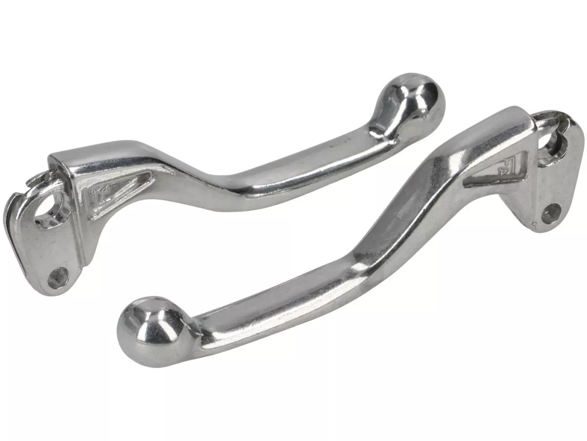 Remhendel + koppelingshendel (set) -FA ITALIA, Sport short- Vespa PX, Rally180 (VSD1T), Rally200 (VSE1T), Sprint, V50, PV125, ET3 - gepolijst aluminium