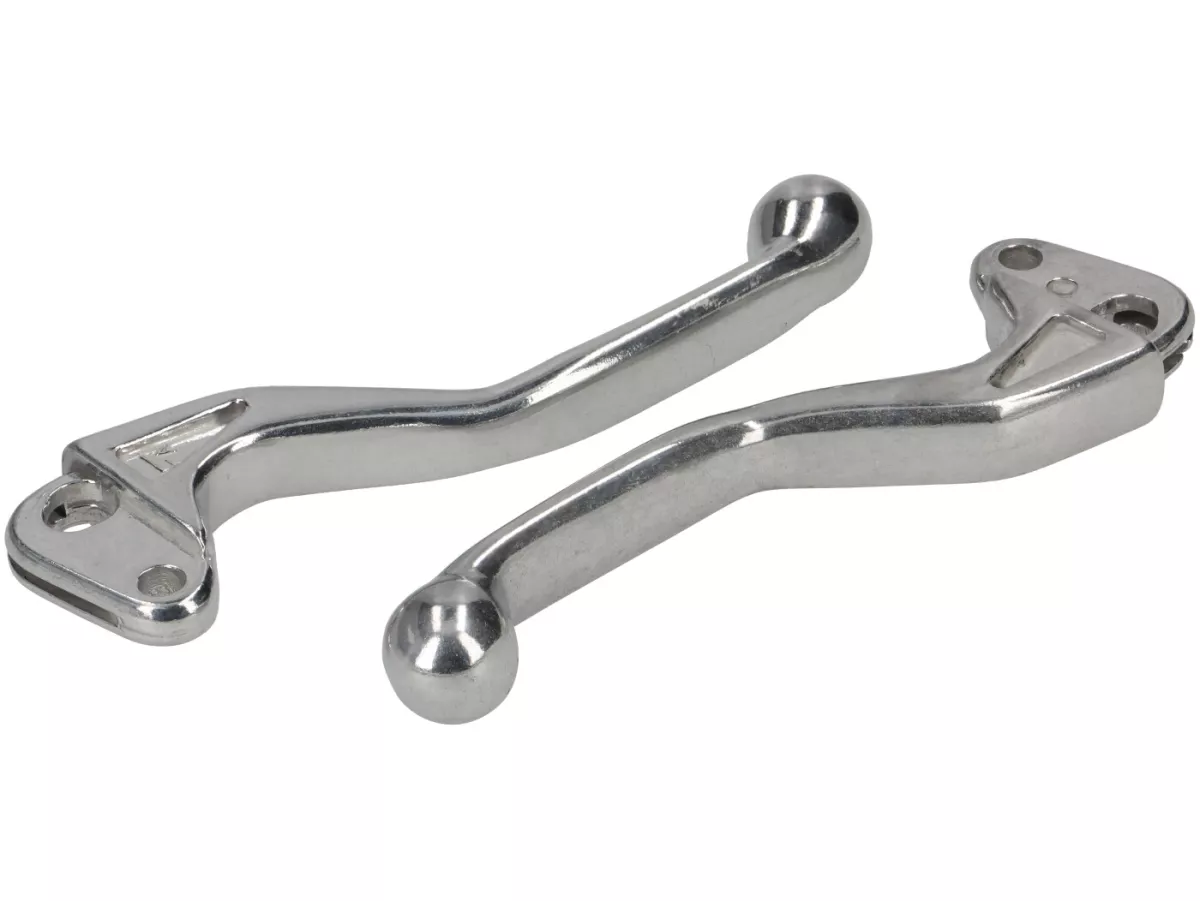 Remhendel + koppelingshendel (set) -FA ITALIA, Sport short- Vespa PX, Rally180 (VSD1T), Rally200 (VSE1T), Sprint, V50, PV125, ET3 - gepolijst aluminium