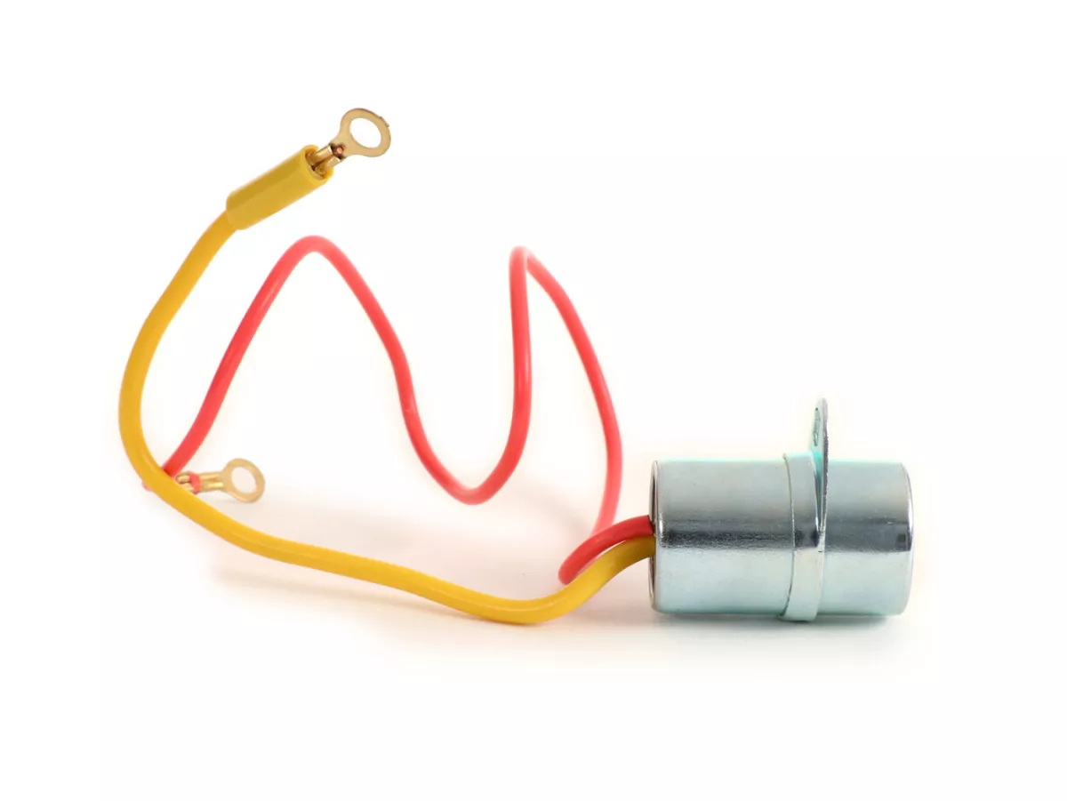 Condensator -OEM KWALITEIT-, Ø=20mm, h=31mm, µF 0.34, 2-draads- Vespa Wideframe VM1T-VM2T, VN1T-VN2T, VNA1T-VNA2T, VNB1T-VNB6T, Super, Vespa 150 VL1T-VL3T, VB1T, VS1T-VS5T, VBA1T, VBB1T-VBB2T, GL150 (VLA1T), GS160, SS180