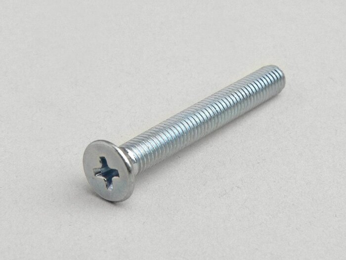 Vite a testa svasata -DIN 966- M5 x 40 (utilizzata per scatola cavi Vespa PX, T5 125cc, Rally180 (VSD1T), Rally200 (VSE1T), Sprint150 (VLB1T), TS125 (VNL3T), GT125 (VNL2T), GTR125 (VNL2T), GL150 (VLA1T), Super, V50, V90, SS50, SS90, PV 125, ET3)