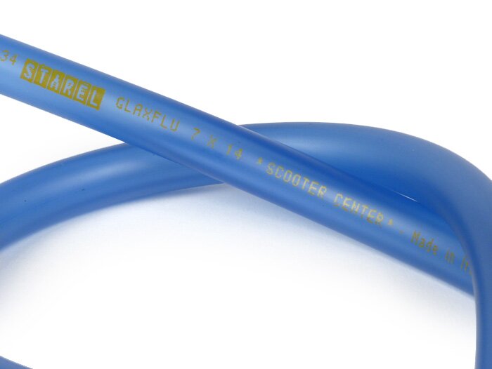 Petrol hose -BGM ORIGINAL Ø7x14mm- Polyurethane - Vespa Classic (Ø inner = 7mm, Ø outer = 14mm, length = 750mm) - blue - fits Vespa Largeframe PX, T5, Cosa, Rally, Sprint, VNA, VNB, VBA, VBB, Super, GT, GTR, TS, LML, Motovespa etc.