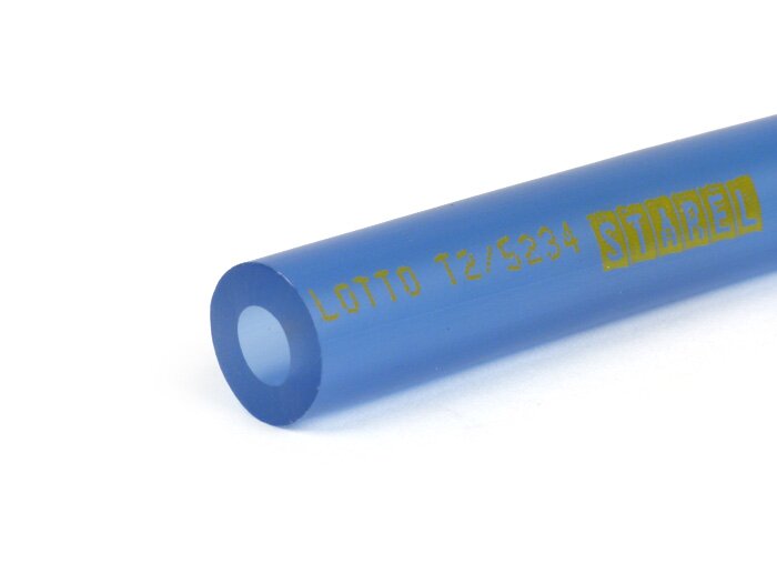 Petrol hose -BGM ORIGINAL Ø7x14mm- Polyurethane - Vespa Classic (Ø inner = 7mm, Ø outer = 14mm, length = 750mm) - blue - fits Vespa Largeframe PX, T5, Cosa, Rally, Sprint, VNA, VNB, VBA, VBB, Super, GT, GTR, TS, LML, Motovespa etc.