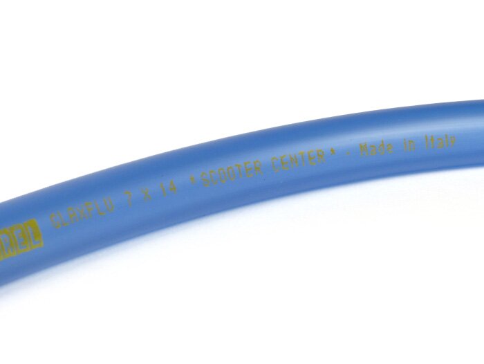 Petrol hose -BGM ORIGINAL Ø7x14mm- Polyurethane - Vespa Classic (Ø inner = 7mm, Ø outer = 14mm, length = 750mm) - blue - fits Vespa Largeframe PX, T5, Cosa, Rally, Sprint, VNA, VNB, VBA, VBB, Super, GT, GTR, TS, LML, Motovespa etc.