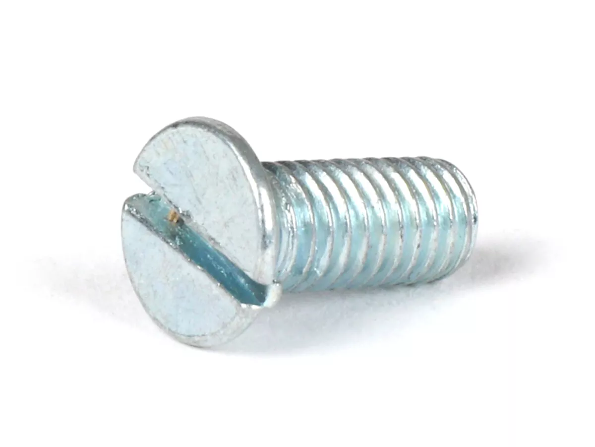 Schroef -DIN 963- M6 x 15mm (gebruikt voor carburateur carter/motor Vespa PX (-1984), Rally180 (VSD1T), Rally200 (VSE1T), Sprint150 (VLB1T), TS125 (VNL3T), GT125 (VNL2T), GTR125 (VNL2T), GL150 (VLA1T), Super, VNA, VNB, VBA, VBB)