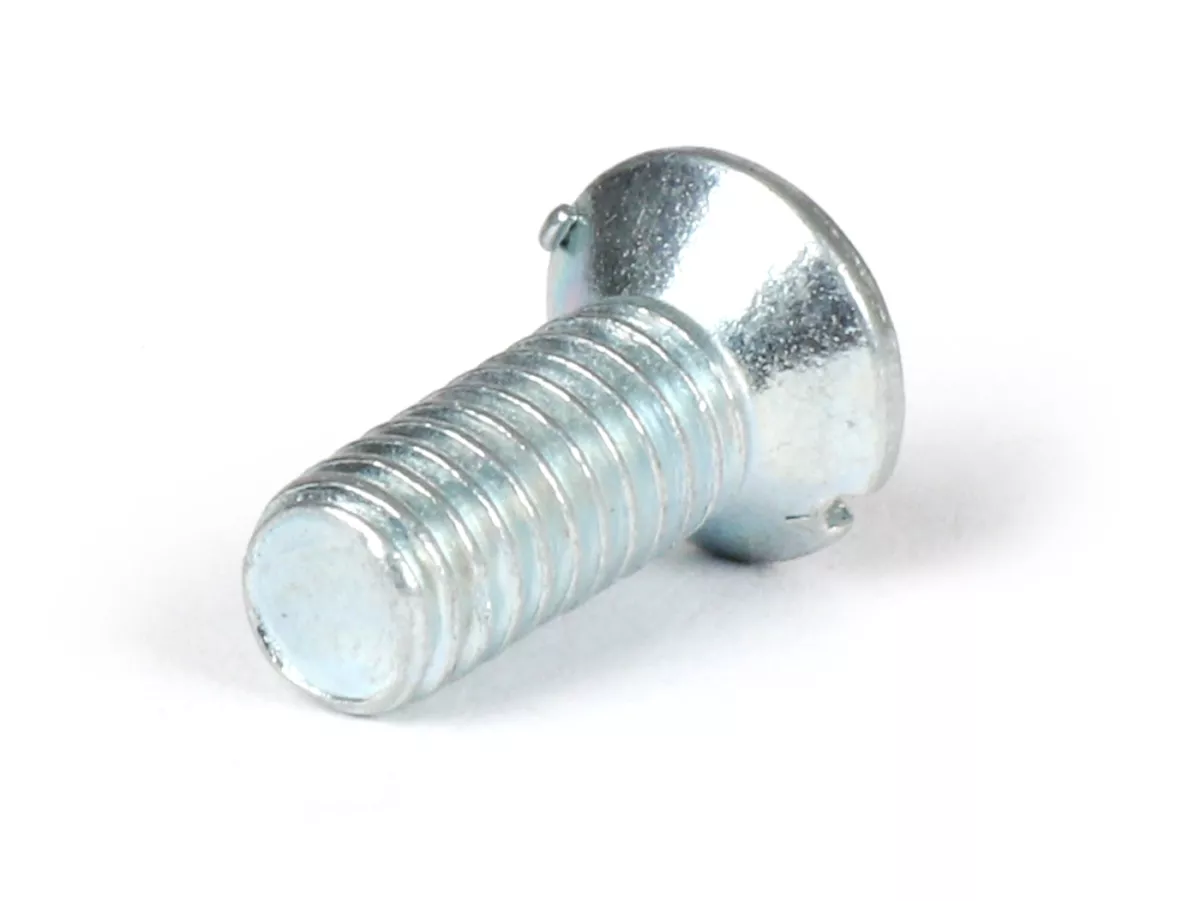 Schroef -DIN 963- M6 x 15mm (gebruikt voor carburateur carter/motor Vespa PX (-1984), Rally180 (VSD1T), Rally200 (VSE1T), Sprint150 (VLB1T), TS125 (VNL3T), GT125 (VNL2T), GTR125 (VNL2T), GL150 (VLA1T), Super, VNA, VNB, VBA, VBB)