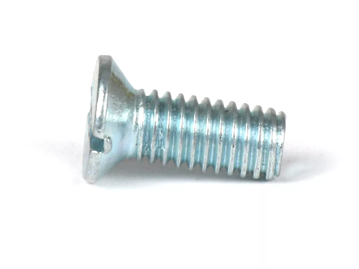 Schroef -DIN 963- M6 x 15mm (gebruikt voor carburateur carter/motor Vespa PX (-1984), Rally180 (VSD1T), Rally200 (VSE1T), Sprint150 (VLB1T), TS125 (VNL3T), GT125 (VNL2T), GTR125 (VNL2T), GL150 (VLA1T), Super, VNA, VNB, VBA, VBB)