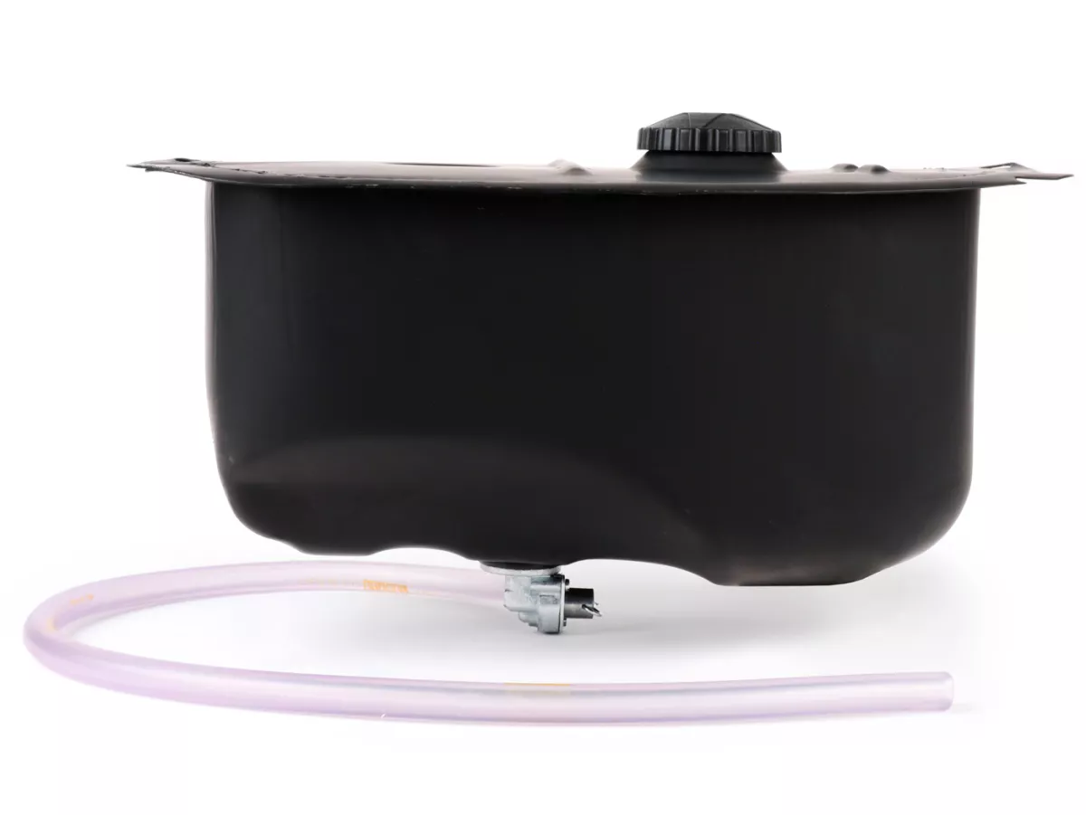 Fuel tank set incl. filler cap, fuel tap and hose -LML- Vespa PX (-1984), VNA, VNB, VBA, VBB, GL150 (VLA1T), Super, Sprint150 (VLB1T), GT125 (VNL2T), GTR125 (VNL2T), TS125 (VNL3T)