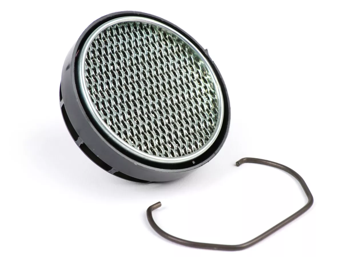 Filtro de aire completo -DELLORTO, redondo Ø56mm, para SHA14- Piaggio Ciao - incl. tapa de plástico y soporte de alambre