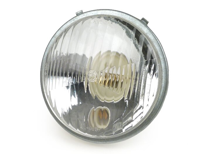 Lampu depan -KUALITAS OEM, Ø = 105/115mm (kaca/luar) - Vespa Smallframe V50 (stang bundar kecil) - 50N (V5A1T 122877-), 50L (V5A1T), 50R (V5A1T) - Bilux BA20d 25/25W - digunakan untuk konversi ke 125cc (TÜV)