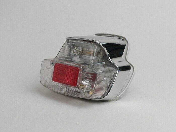 Taillight -BOSATTA Vespa vintage- plastic large - Vespa 125 VNB (VNB6T), GL (VLA1T), Sprint (VLB1T till no. 025478), SS180 (VSC1T till no. 0018000) - Chrome / white